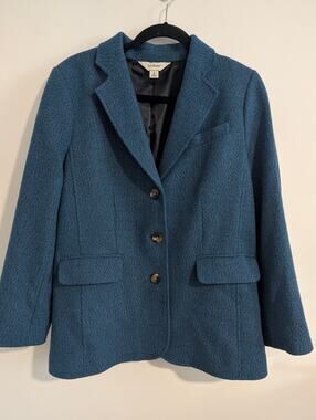 LLBean Wool Blend Peacock Blue Coat Women's size 14